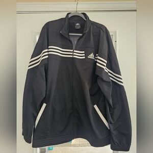 Adidas Black Track Jacket with White Stripes